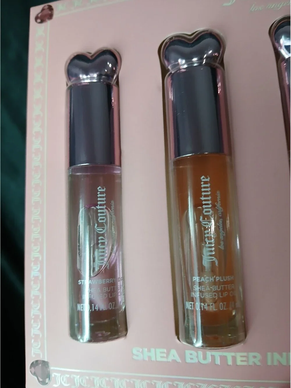 Juicy Couture Shea Butter Lip Oil Gift Set 5 Pack Heart Cap NWT